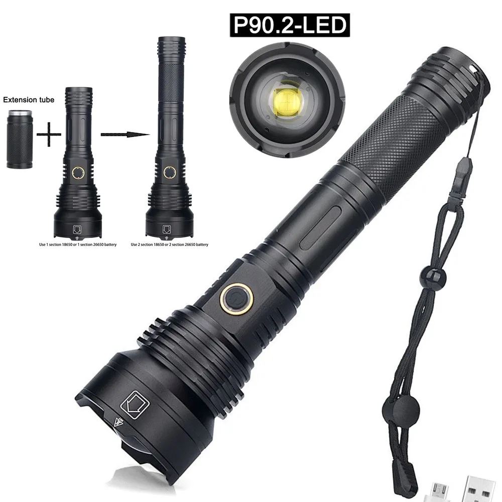 2020 NEW XHP90.2 Ultra Powerful LED Flashlight Lamp USB Rechargeable