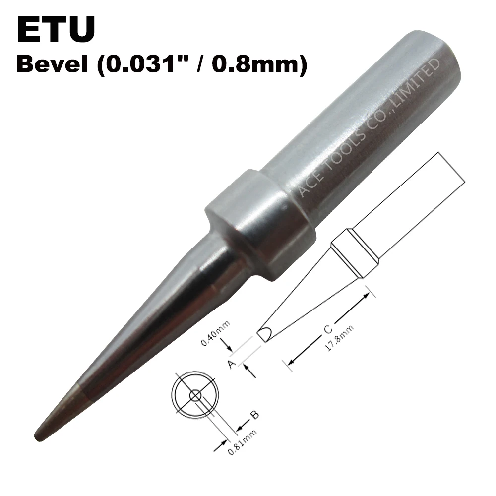Etu Di Ricambio Punta Di Saldatura Bevel 0.4 Millimetri Fit Weller Wes51 Wes50 Wesd51 We1010Na We1010Eu Pes51 Pes50 Lr21 Lr20 Di Saldatura Bit