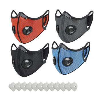 

4PCS Sport Face Maske With 12PC Filter Activated Carbon PM2.5 Anti-Pollution Running Training Facemask Road Bike Cycling Maske