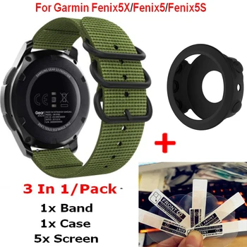

Quick Fit Nylon Band for Garmin Fenix 5X /5S/Fenix 5 Watch Protective case Smart Wrist Strap for Garmin Fenix Screen Protectors