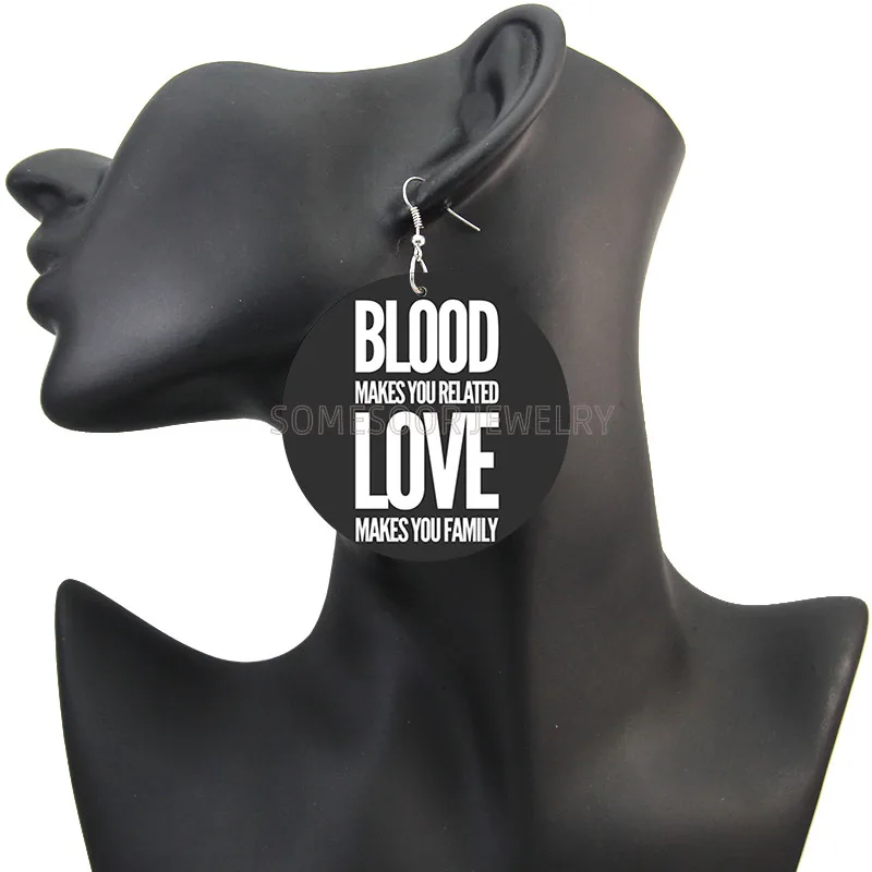 SOMESOOR Stay Black Blood Love африканские деревянные висячие серьги гордистые поговорки остаются красивыми афро Висячие ювелирные изделия для женщин Подарки