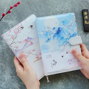 

Chinese Ink Painting Creative Cute Paper Notebook Pu Leather Bullet Journal NotebookTravel Journal Planner School Diary Notepad