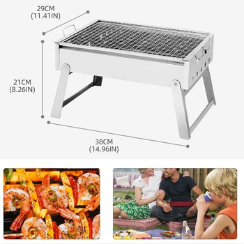 

Outdoor Foldable BBQ Grills Patio Barbecue Charcoal Grill Stove Stainless Steel Picnic Barbecue Camping BBQ Accessories Gadgets