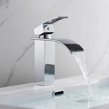 

Wholesale And Retail Bathroom Faucet Waterfall Deck Mount Vanity Vessel Sinks Mixer Tap Brass Chrome Cold And Hot Water Tap