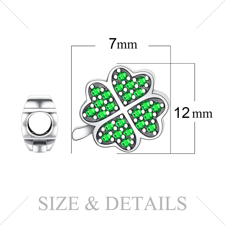 JewelryPalace Lucky Clover 925 Sterling Silver Beads Charms Silver 925 Original For Bracelet Silver 925 original Jewelry Making