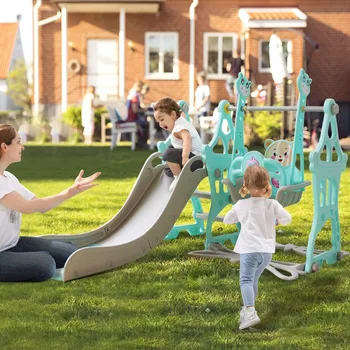 

Baby Slide Swing Chair Combination Shoot Basketball Hoop Playground Toy Children Learning Story Play Set Water Flooding Board