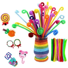

Colorful Plush Sticks Wool Pompoms Materials Kids DIY Montessori Craft Pipe Math Counting Education Stick Child Puzzles Toy