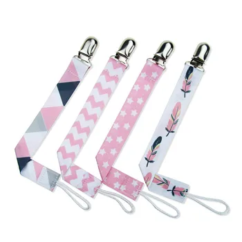 

Baby Pacifier Clip 4pcs/lot Chain for soothers Ribbon funny Soother dummy holder Leash Strap Nipple Holder Infant Feeding