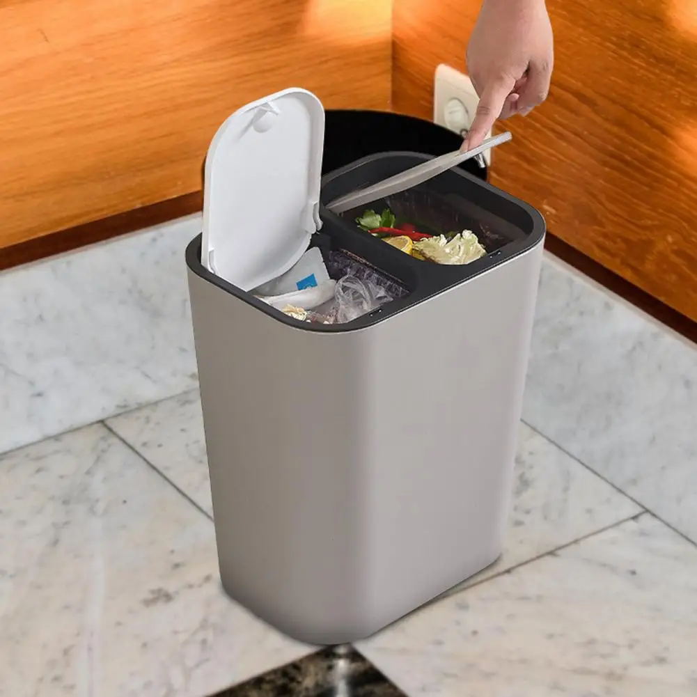 Мусорный бак нажимного типа для сортировки отходов, мусорный бак с двойным отсеком, мусорное ведро для дома, гостиной, кухни, офиса