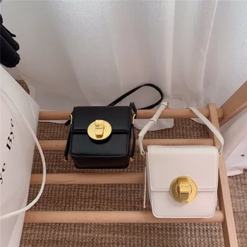 

Retro Mini Lock Bag New Simple Small Square Bag Fashion Shoulder Messenger Bag Tide Minaudiere
