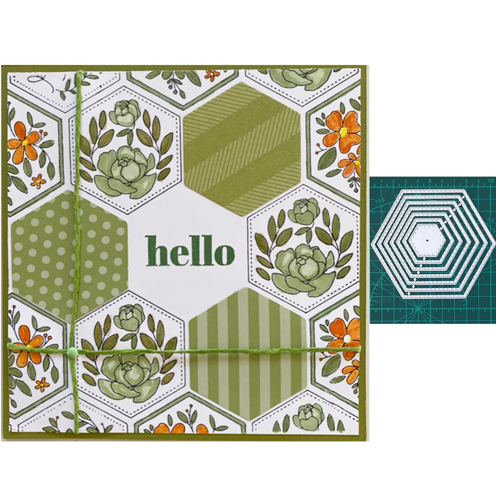 

7 Pcs Hexagon Metal Cutting Dies Making Scrapbooking Dies Metal Crafts Layering Metal Cutting Dies Christmas Card Handmade New