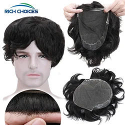 30mm Wavy Men Toupee Rich Choices French Lace With Pu Base Replacement System Breathable 95% Density Hair Extensions Prosthesis