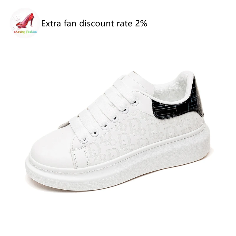 

COZOK PU Leather Women Sneakers Fashion Platform Shoes Lace-up Low Cut All-match White Vulcanize Shoes Spring Autumn Casual Flat