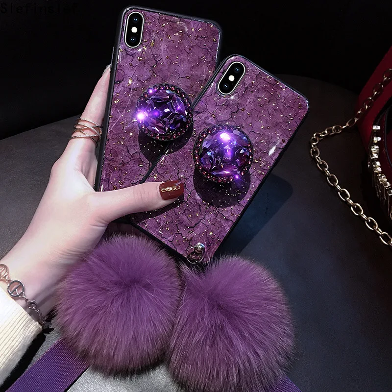 Роскошные Алмазные мраморные блестящие чехлы для телефонов iPhone X XR XS MAX 7 8 6s Plus кольцо держатель силиконовый