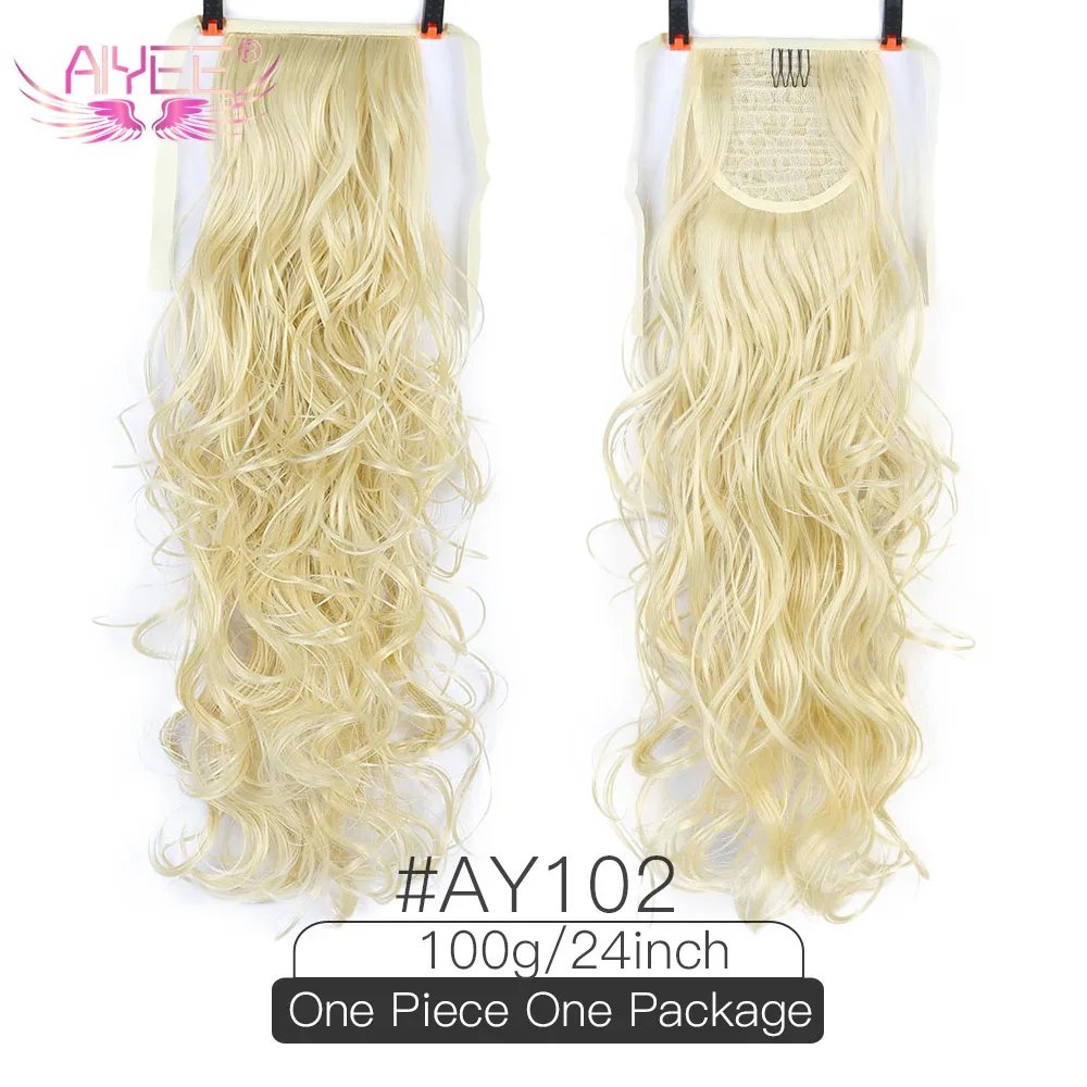 Allaosify, коричневый, черный, термостойкие синтетические волосы для наращивания, конский хвост, волосы для наращивания, шнурок, конский хвост, 24 дюйма, волосы для наращивания - Цвет: AY108-102