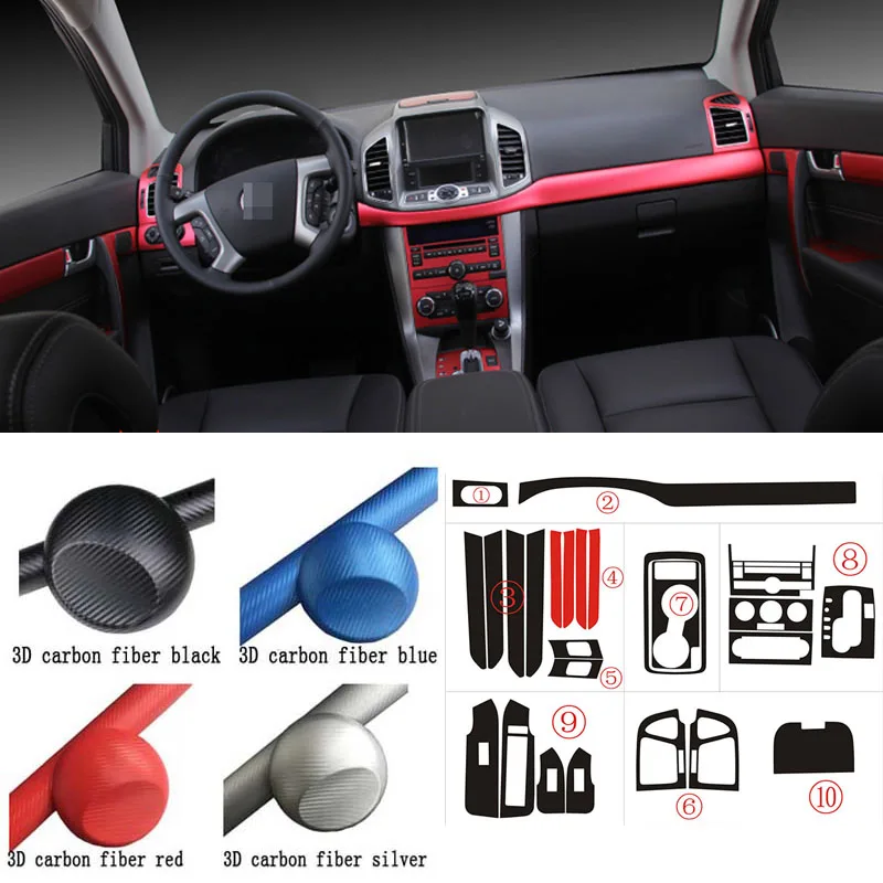 

Car-Styling New Car Interior Center Console Color Change Carbon Fiber Molding Sticker Decals For Chevrolet Captiva