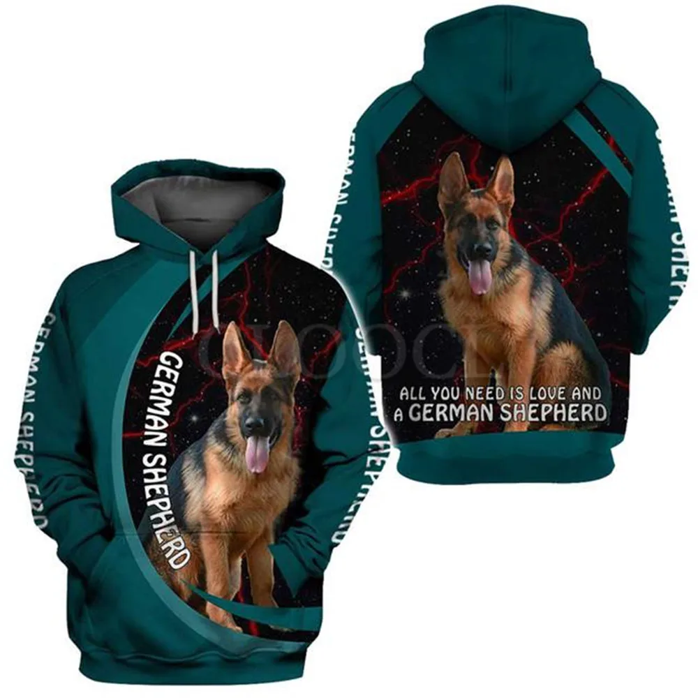 HX Animal Hoodies 3D Graphic Rottweiler Love And Dog Hoodies Hoodie Fashion Casual Pocket Streetwear Men Clothing