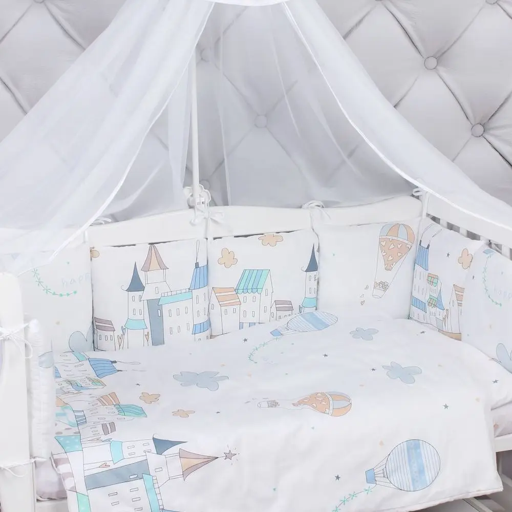 Комплект Premium в кроватку 18 предметов(6+12 бортиков) AmaroBaby, сатин