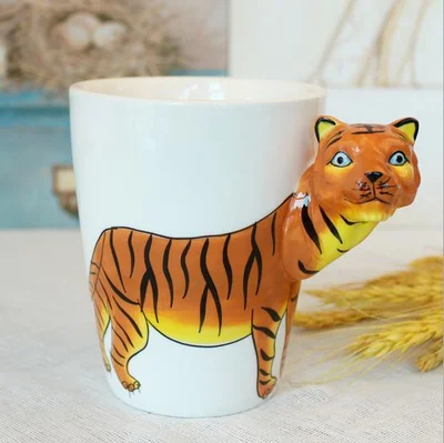 A006 ULKNN 3D Животные керамические кружки кофе молоко чай чашки милый мультфильм слон кролик орангутан собака Альпака Тигр петух детский подарок - Цвет: A006