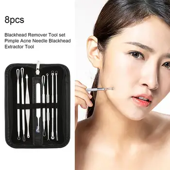 

8Pcs/Set Facial Blackhead Acne Needles Tweezer Remover Set For Squeezing Acne Stainless Steel Facial Pimple Removal Tool Kits