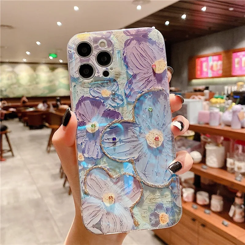 Gorgeous 3D Glitter Flower Silicone Phone Case Skin For iPhone 13 7 8 Plus Soft Protect Case For SE XR XS MAX 12 Mini 11 Pro Max iphone 13 pro phone case