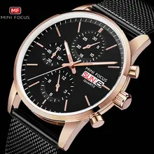 MINIFOCUS 2018 New Men's Quartz Watch Mesh Strap Sub-dials Decoration Rose Golden Index Date Week Display Top Brand Luxury Clock forsining top brand luxury mechanical watch men tourbillon small sub dials display magnet strap 2018 new fashion auto wristwatch