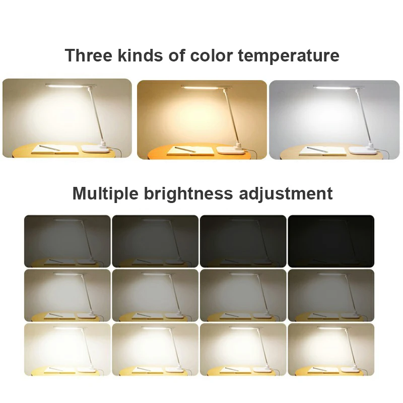  LED Table Light Eyes Protect Desk Lamp Dimmable Color Adjustable Touching Sensor Foldable Light for