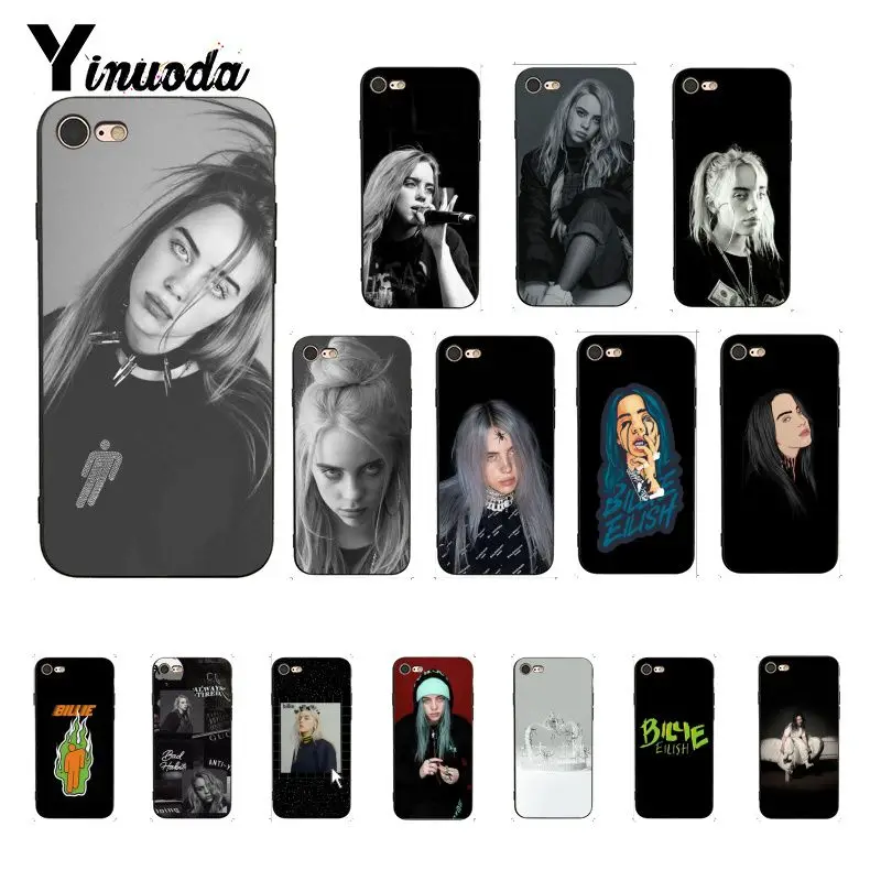 

Yinuoda Billie eilish rainbow Eyes Face Cover Black Soft Shell Phone Case for iPhone 8 7 6 6S X XS MAX 5 5S SE XR 10 11 Pro Max