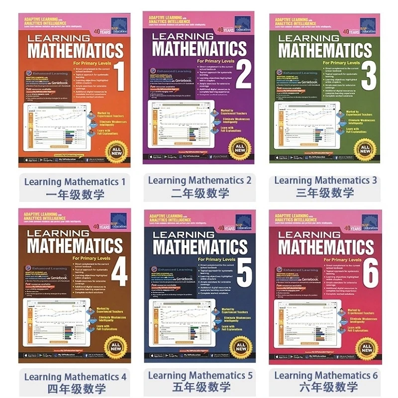 

6 Pcs/Set SAP Learning Mathematics Book Grade 1-6 Children Learn Math Books Singapore Primary School Mathematics Textbook libros