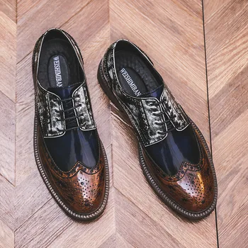 

new arrival mens casual wedding party dresses carved bullock cow leather shoes lace up oxford brogue shoe zapatos hombre sneaker