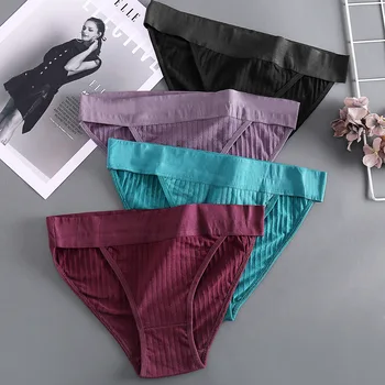 

3pcs/set Sexy Cotton Underwear Women's Briefs Soft Comfortable Underpants Size M L XL Solid Color Striped Underpants Intimates