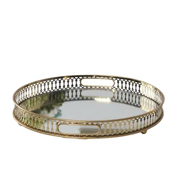 

Living Room Coffee Table Decoration Tray Decoration European American Model Room Jewelry Storage Tray Mirror Soft Decoration
