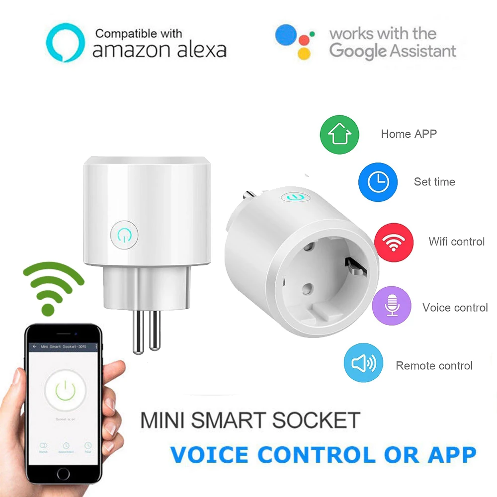 

Smart Wifi Plug 10A Smart Home Wifi Socket AC 100-240V Remote Control EU/US/UK Wifi Socket Works With Alexa and Google Home