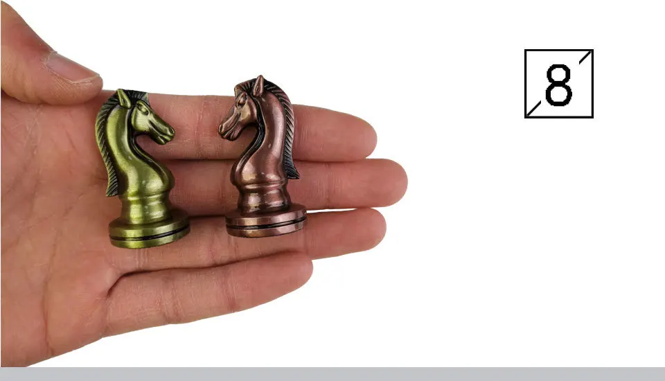 Yernea Folding Chess Games Set Metal Chess pieces Solid Wood Chessboard Mounted Synthetic Leather High-quality Table Games (9)