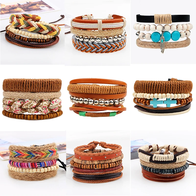 

Fashion Gypsy Weave Hemp Rope Woman Bracele Handmade Boho Charm Stackable Wrap Bracelets Multi-layer Adjustable Bracelets Bangle