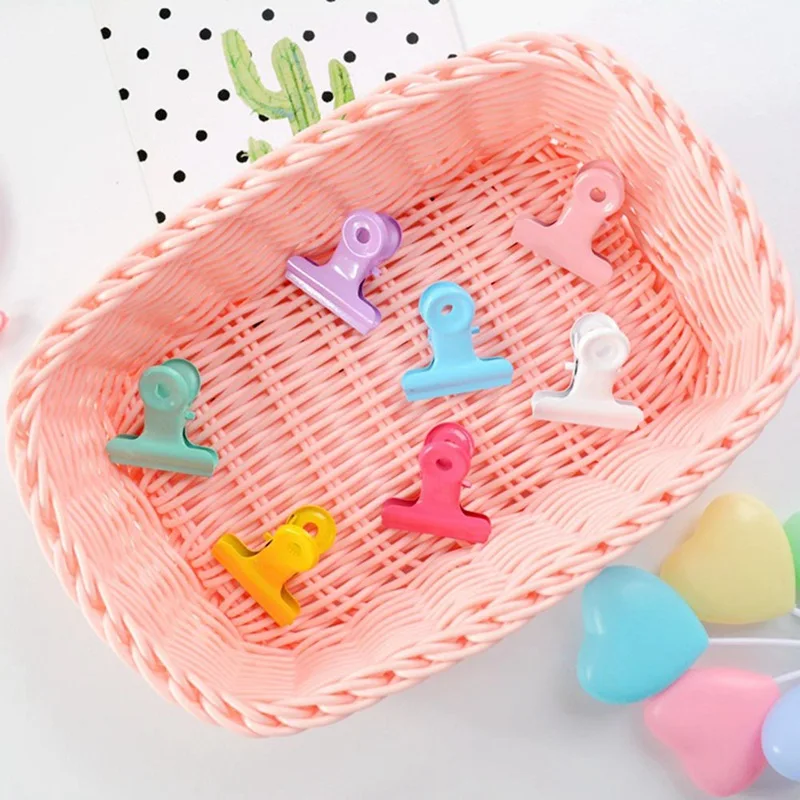 

Cute Pink Metal Binder Clips Round Tail Folder Notes Letter Paper Clip Clamp Chancery School Office Binding Supplies Accessories