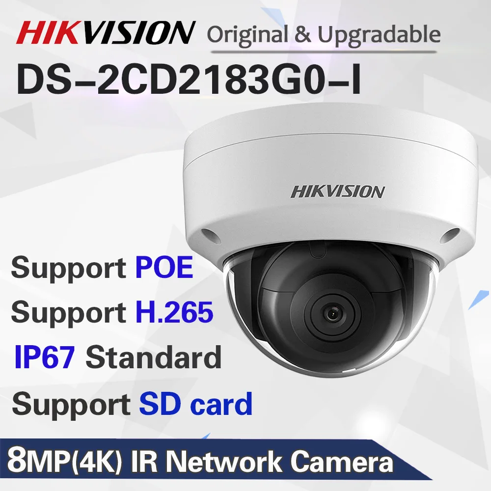 Hikvision 8MP POE ip-камера, DS-2CD2183G0-I, заменяющая DS-2CD2185FWD-I, уличная 4K Сетевая купольная камера видеонаблюдения, 30 м IR H.265