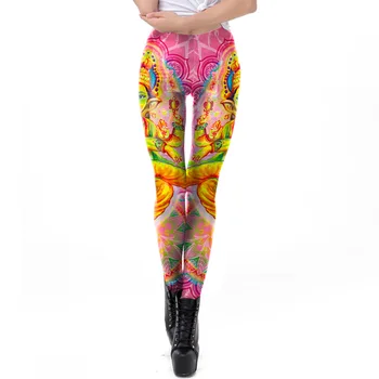 

Women Mandala Flower Digital Print Fitness Leggins Pants Elastic Workout Plus Size Legging Trousers