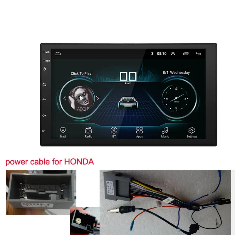 Android 8,1 Универсальный " автомобильный Радио Стерео gps навигация Bluetooth wifi 2din автомобильный Радио Стерео четырехъядерный мультимедийный плеер аудио - Цвет: Honda cable