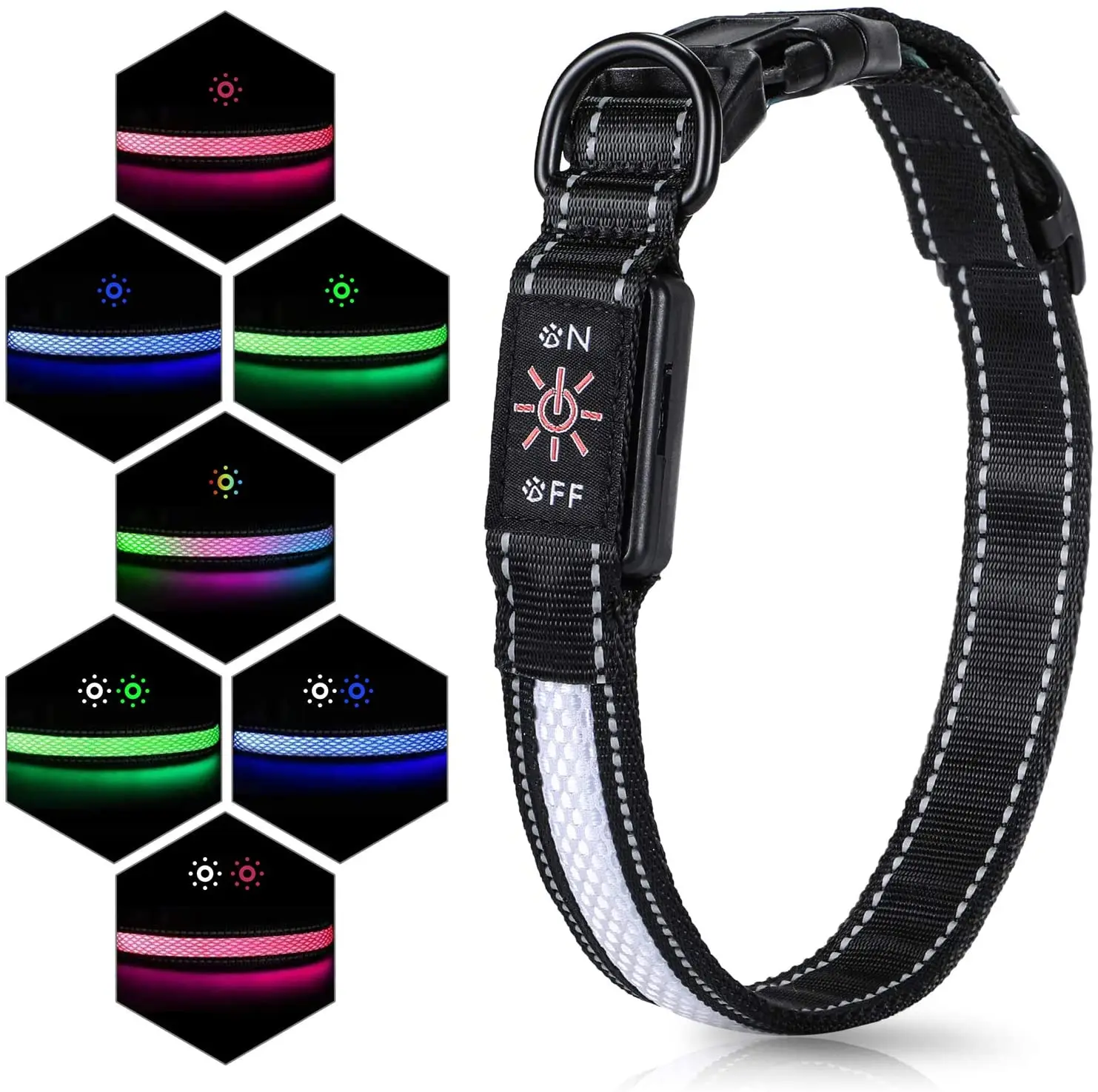 LuminousDogCollarUSBChargingLightSafeDogsCollarDurable