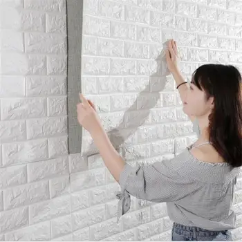 

3D Wall Stickers Embossed Brick Waterproof Self Adhesive Wallpaper Room Home Decor For Kids Bedroom Living Room Sticker