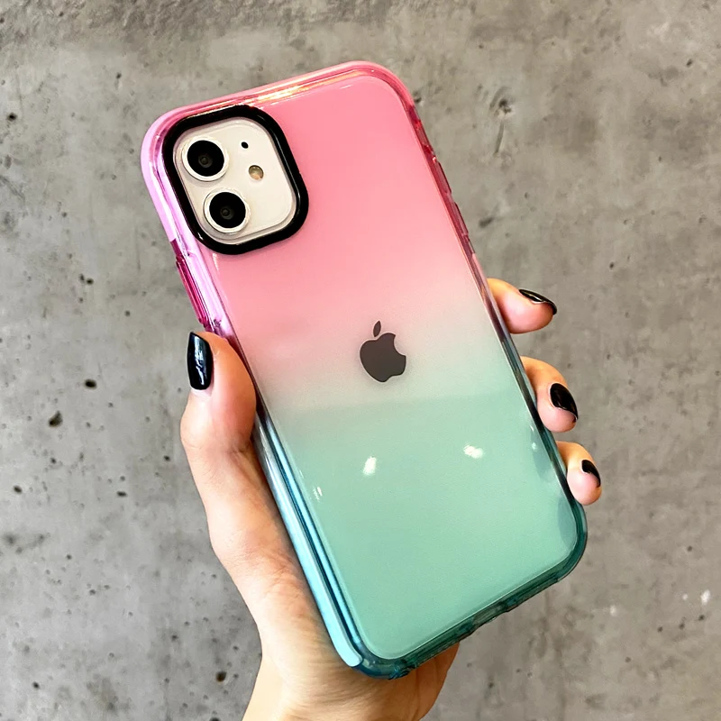 Радужный градиентный Прозрачный чехол для iPhone 12 Pro Max силиконовый бампер
