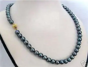 

NATURAL SOUTH SEA 17" 9-10MM GENUINE BLACK BLUE BAROQUE PEARL NECKLACE