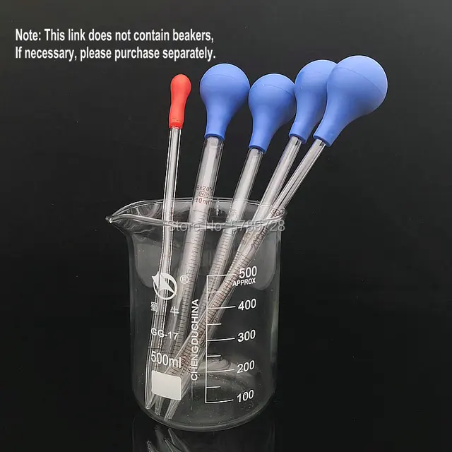 Pipette In Vetro Per Laboratorio - Set 4 Pezzi Da 1ml, 3ml, 5ml, 10ml Con Tappi In Silicone E Spazzole - Foto 2
