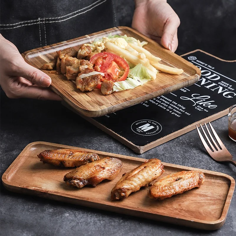 Прямоугольная Квадратная тарелка из дерева акации, 1 шт., поднос для завтрака, суши, закусок, фруктов, тортов, десертов, еды, здоровые кухонные тарелки, блюда|Блюдца и тарелки| | АлиЭкспресс - Leuhome kitchen Store: посуда из металла и натурального дерева