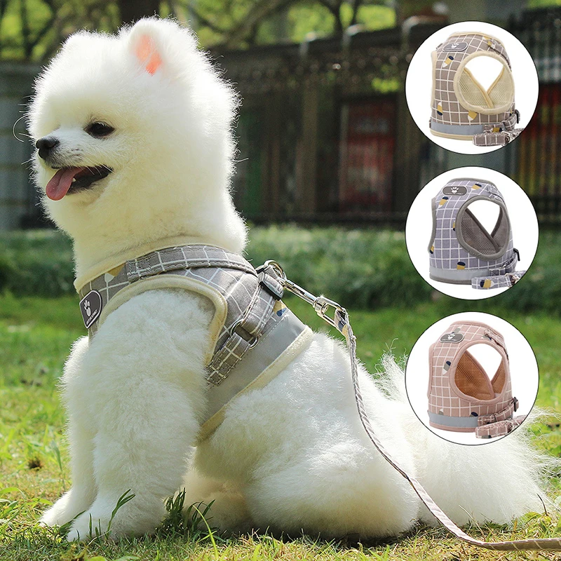 

Reflective Breathable Mesh Small Dog Harness with Leash Pug Chihuahua French Bulldog arnes perro Puppy Cat Vest Harness Collar