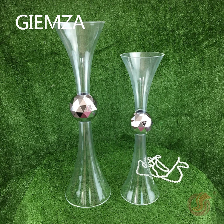 

GIEMZA Horn Vase Tall 60cm 50cm Transparent Acrylic Props 1pc 2ft Wedding Flower Decor Home Garden Pot Centerpieces Floor