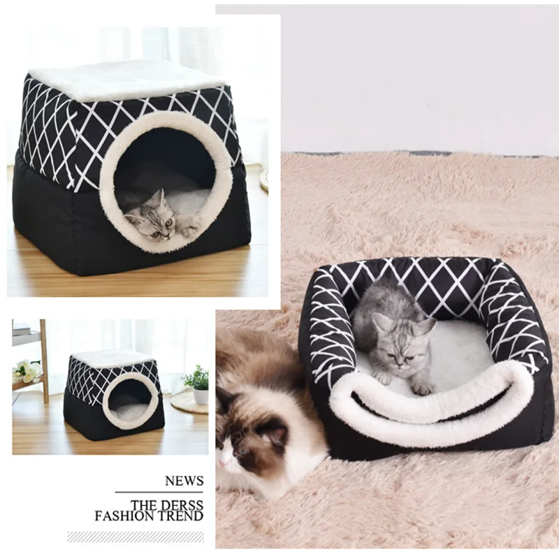 

Cat House Bed Multi-functional Universal Closed Space Capsule Cat Puppy Villa kennel Warm Soft Teddy Pet Nest Pad Mat Supplies