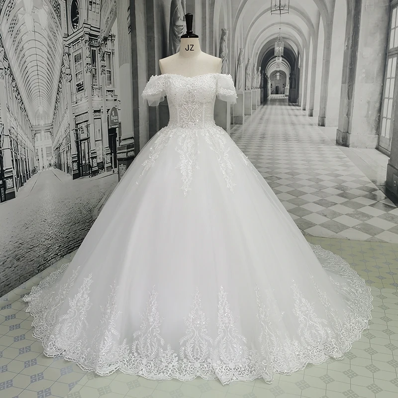 AmL 6843 wedding dress 2021 Ball Gown bridal collection set Formal Elegant Floor-length Famous civil lace modest romantic gown summer wedding guest dress