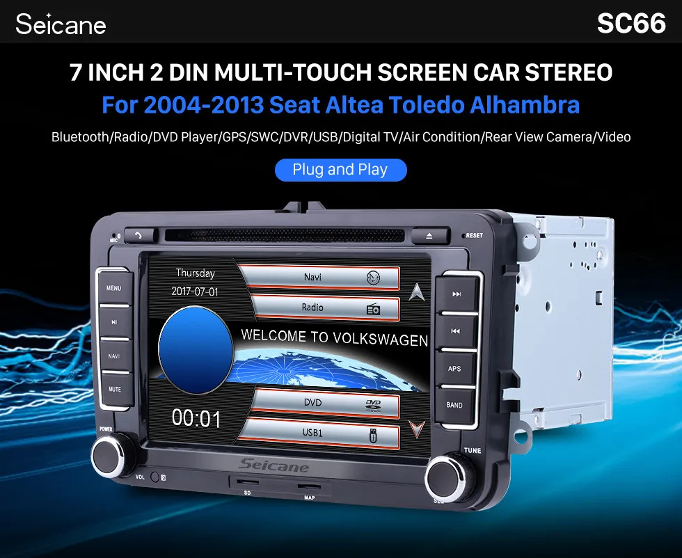 Sale Seicane 2 din 7" Car DVD Player GPS Navigation For VW Volkswagen Lavida New Beetle 2 Seat  Alhambra Caddy Touran Passat Jetta 2